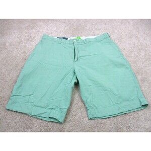 Ralph Lauren Polo Shorts Mens 36 Green White Houndstooth Cotton Bermuda Chino